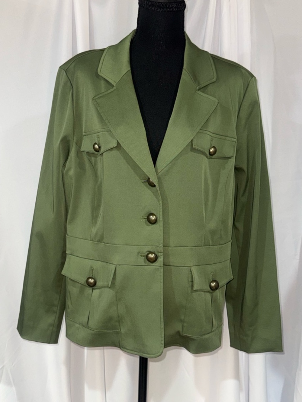 Studio Olive Green Utility Jacket with Metal Buttons